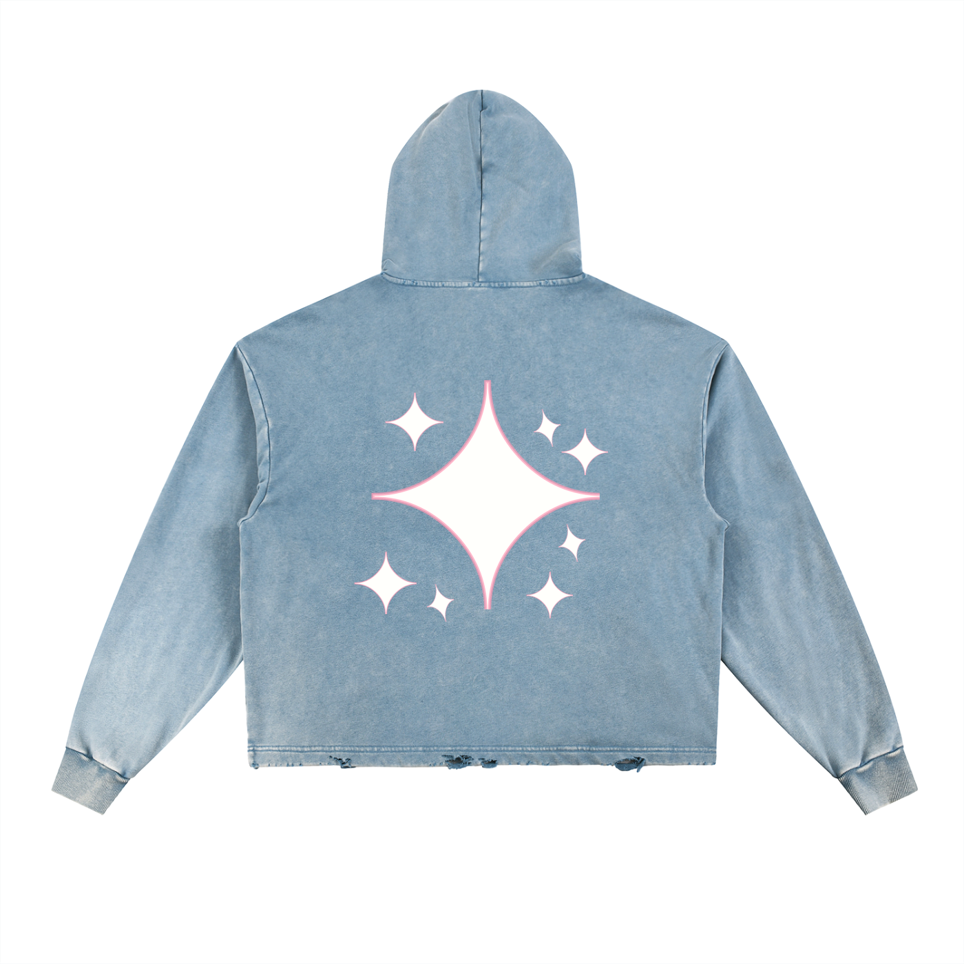 PYNKSODA Vintage Washed Frayed-Hem Hoodie