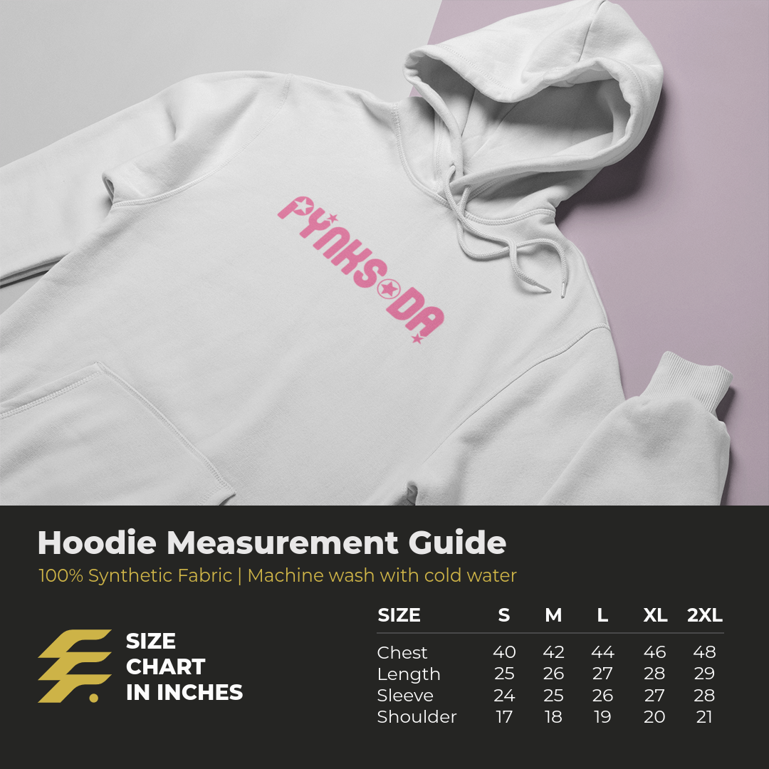 Pynksoda Black hoodie with Pynk lettering