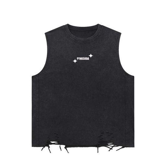 PYNKSODA SKULL Snow Washed Raw-Hem Tank Top