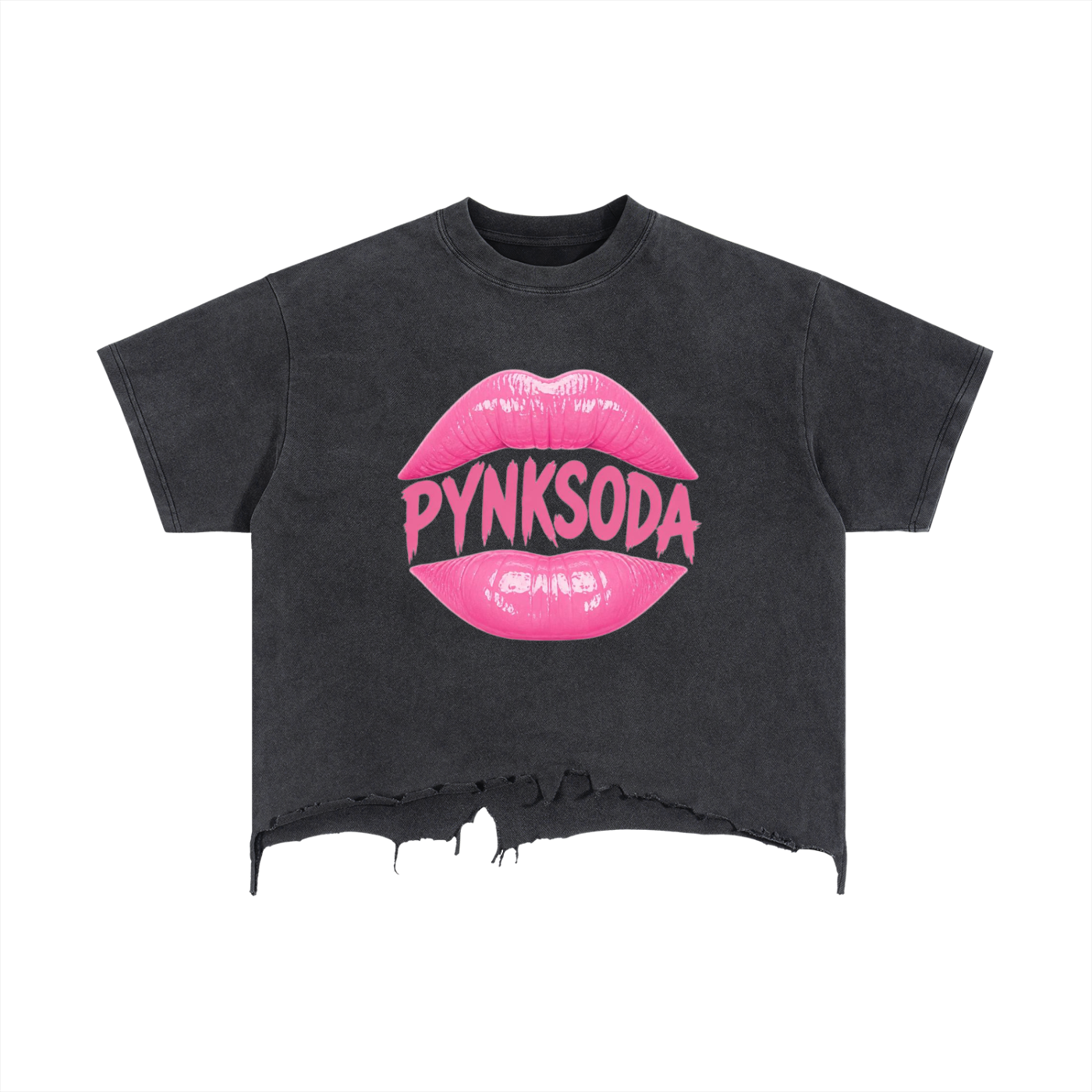 PYNKSODA Vintage Wash Boxy Distressed  T-Shirt