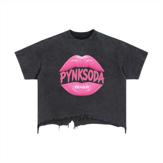 PYNKSODA Vintage Wash Boxy Distressed  T-Shirt