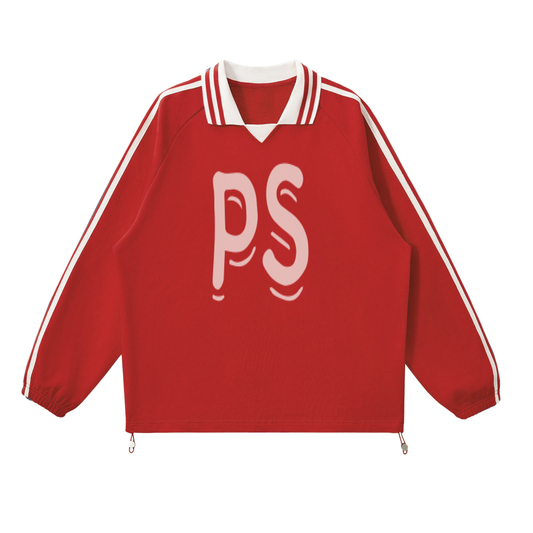 PS Contrast Striped Collar Sweatshirt (RED)