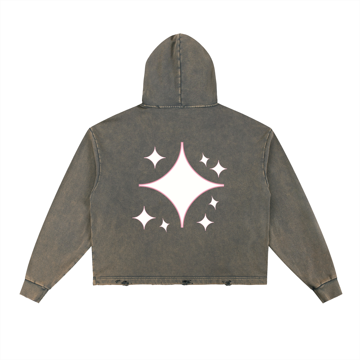 Vintage Washed Frayed-Hem Hoodie