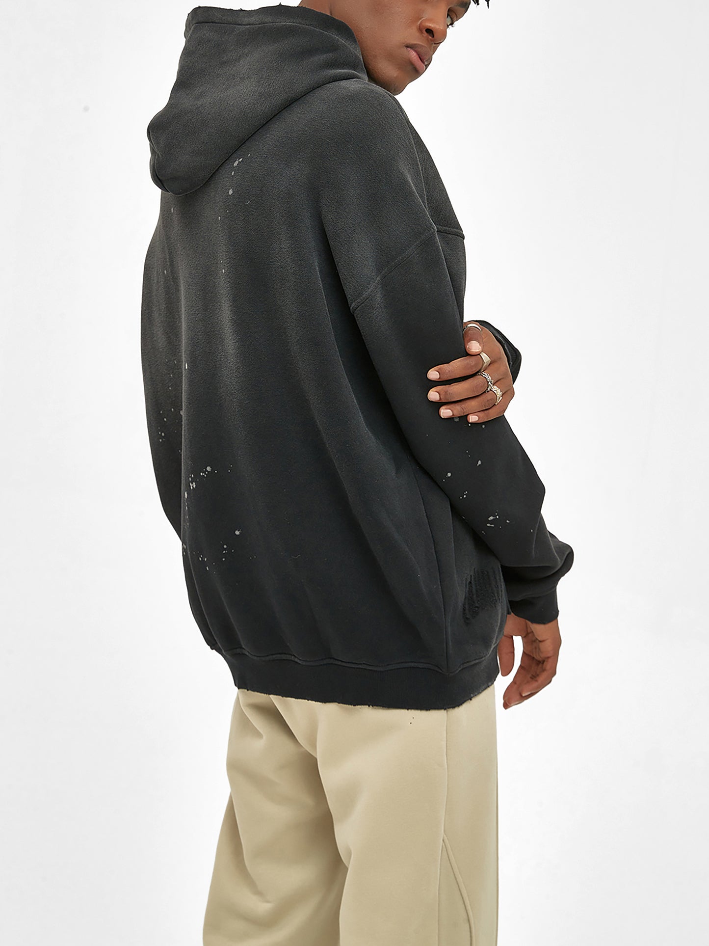 PYNKSODA Vintage Washed Frayed Fleece Hoodie