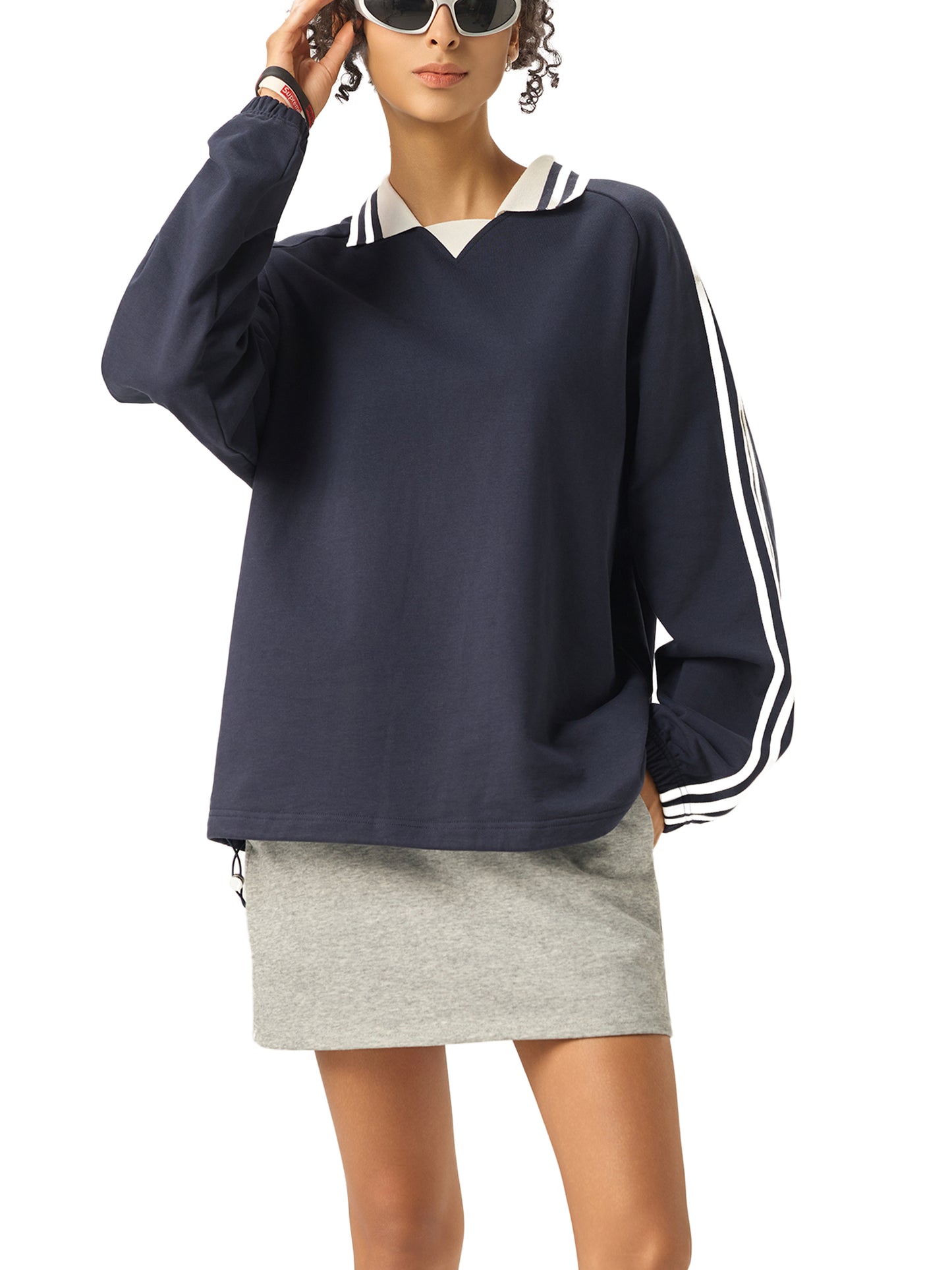 PS Contrast Striped Collar Sweatshirt (RED)