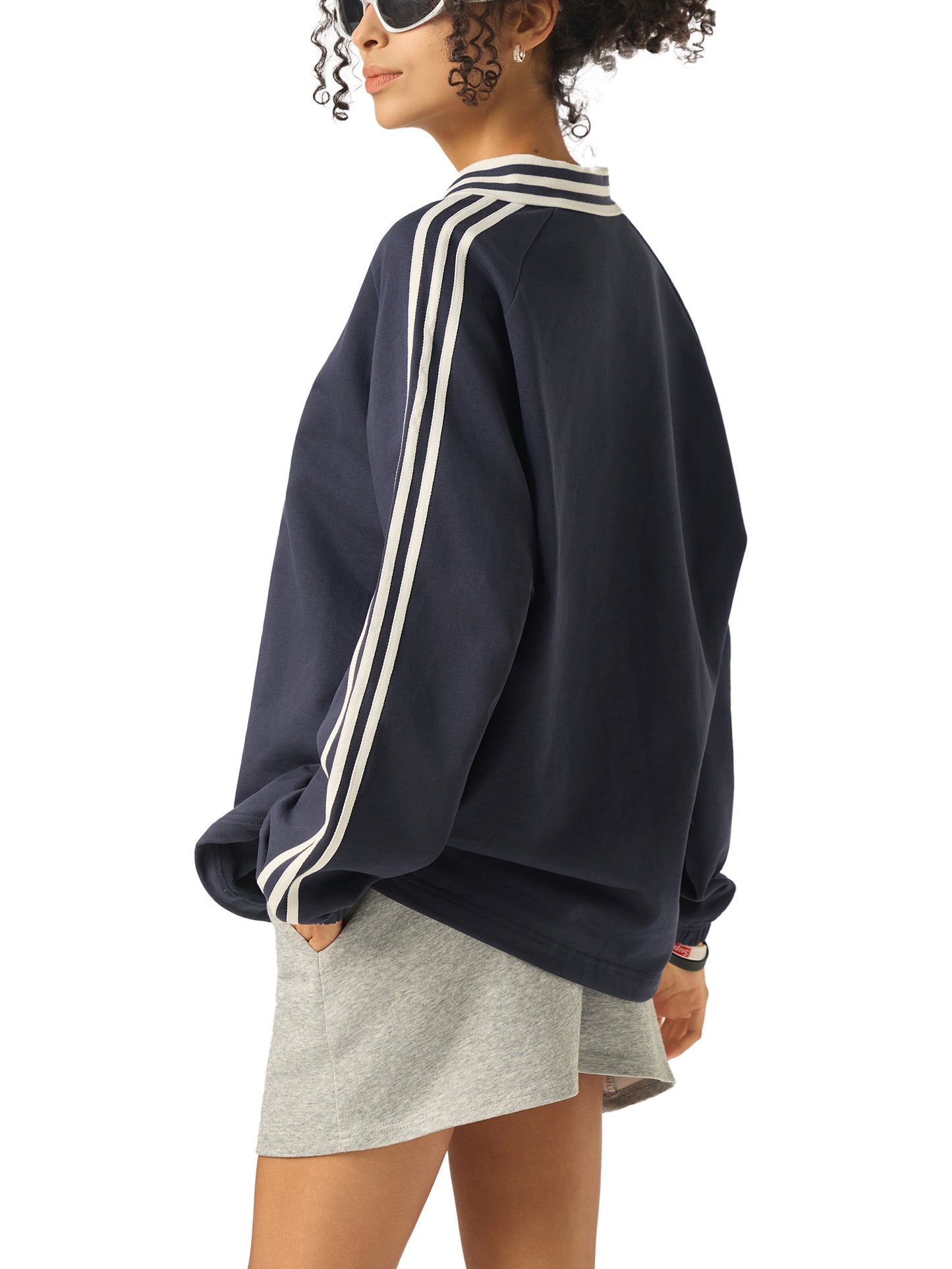 PS Contrast Striped Collar Sweatshirt (RED)